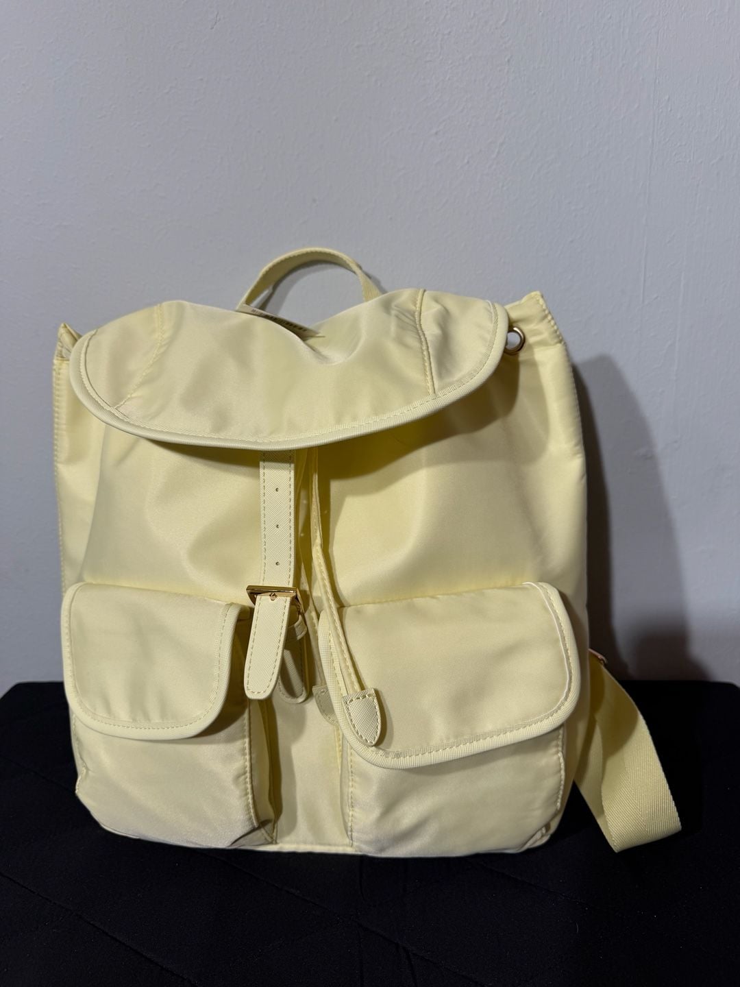 Year of Ours Nylon Drawstring Lightweight Backpack in Butter Yellow 2