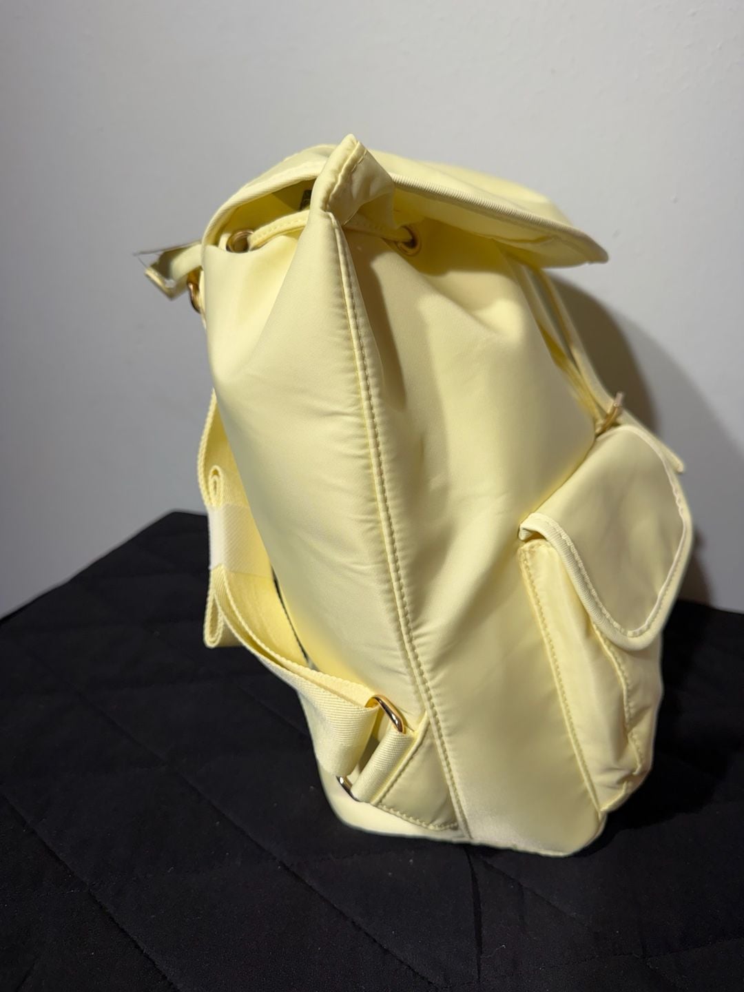 Year of Ours Nylon Drawstring Lightweight Backpack in Butter Yellow 6