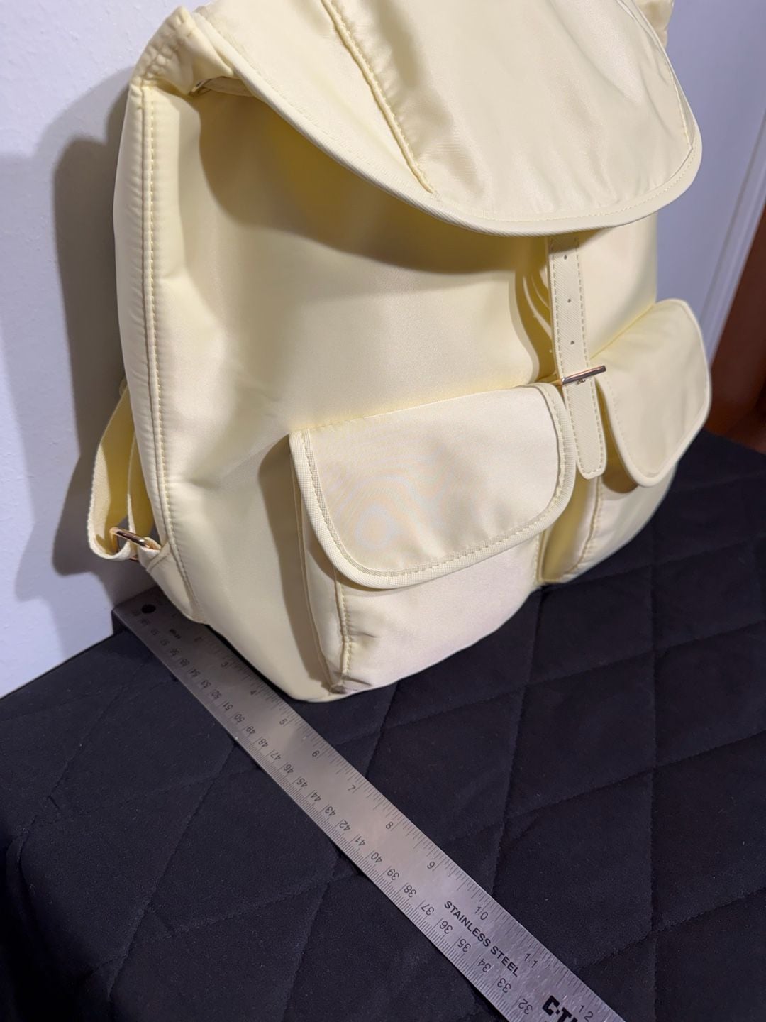 Year of Ours Nylon Drawstring Lightweight Backpack in Butter Yellow 10