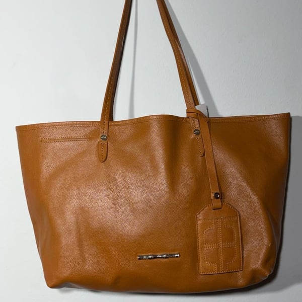 Elaine Turner Pebbled Leather Tote in Cognac