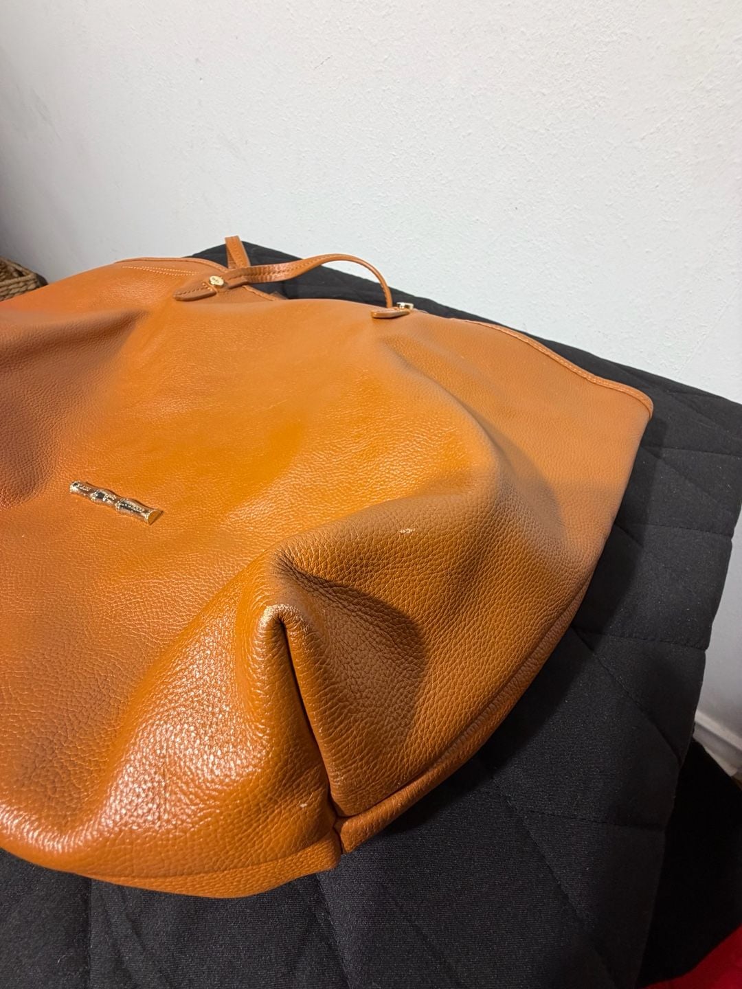 Elaine Turner Pebbled Leather Tote in Cognac 10