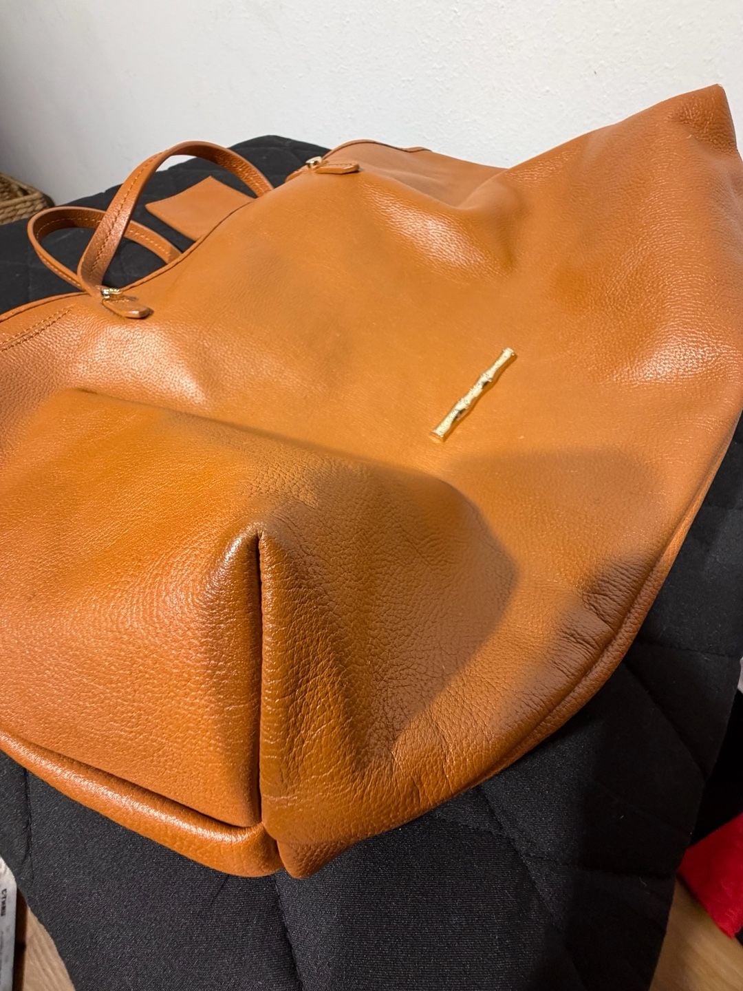 Elaine Turner Pebbled Leather Tote in Cognac 11
