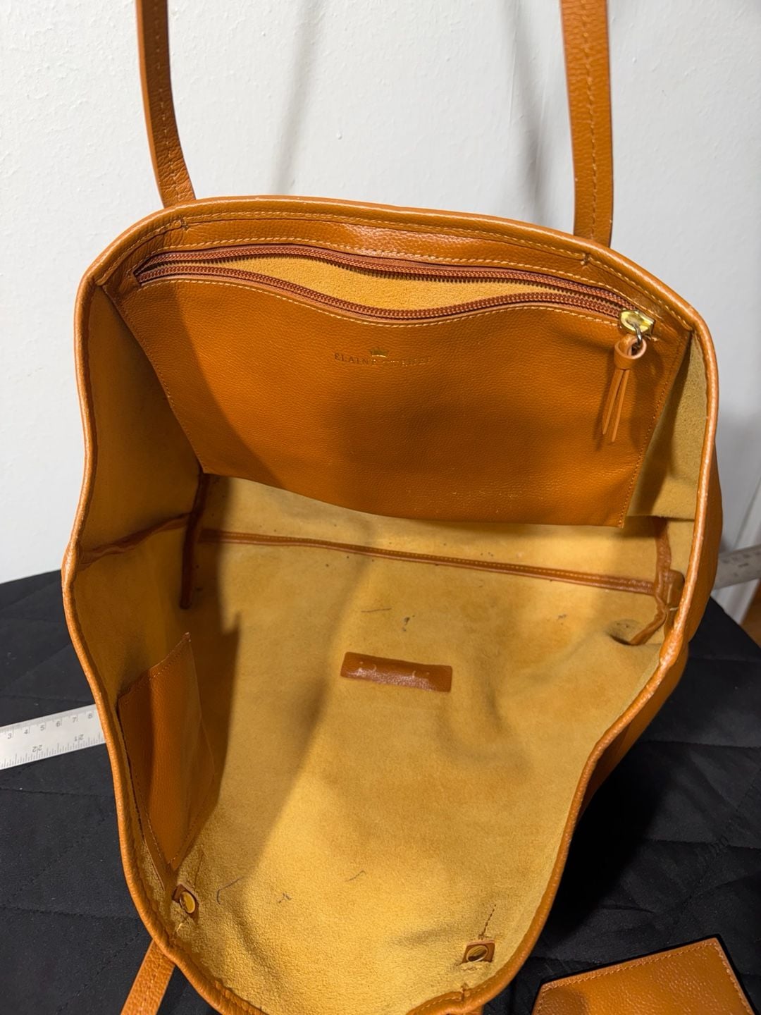 Elaine Turner Pebbled Leather Tote in Cognac 13