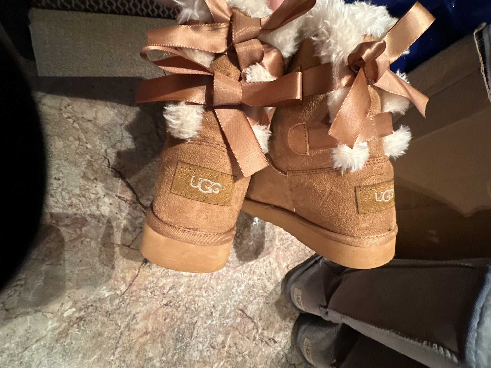 Tan Suede Faux-Fur Lined Winter Boots with Back Ribbon Detail 12