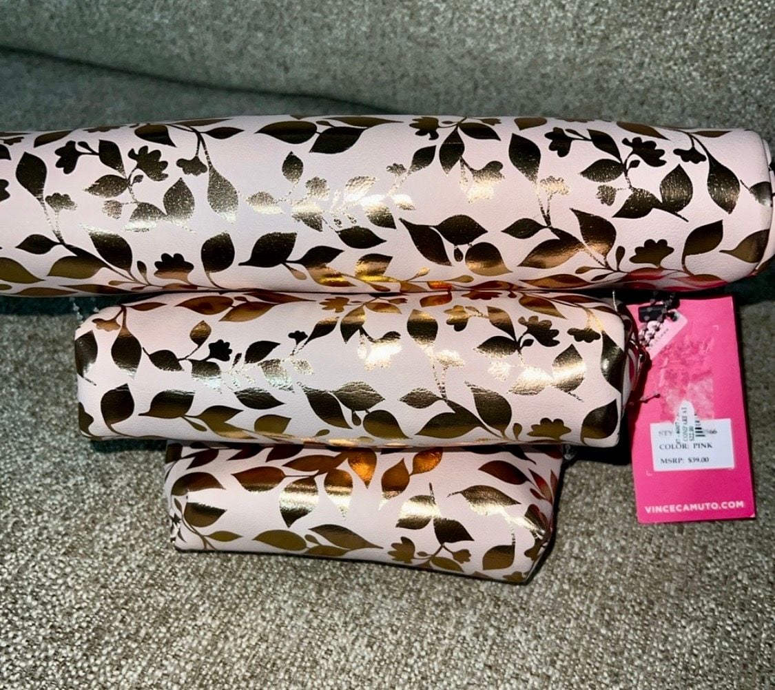 Vince Camuto Floral Print Cosmetic Bag Set 3