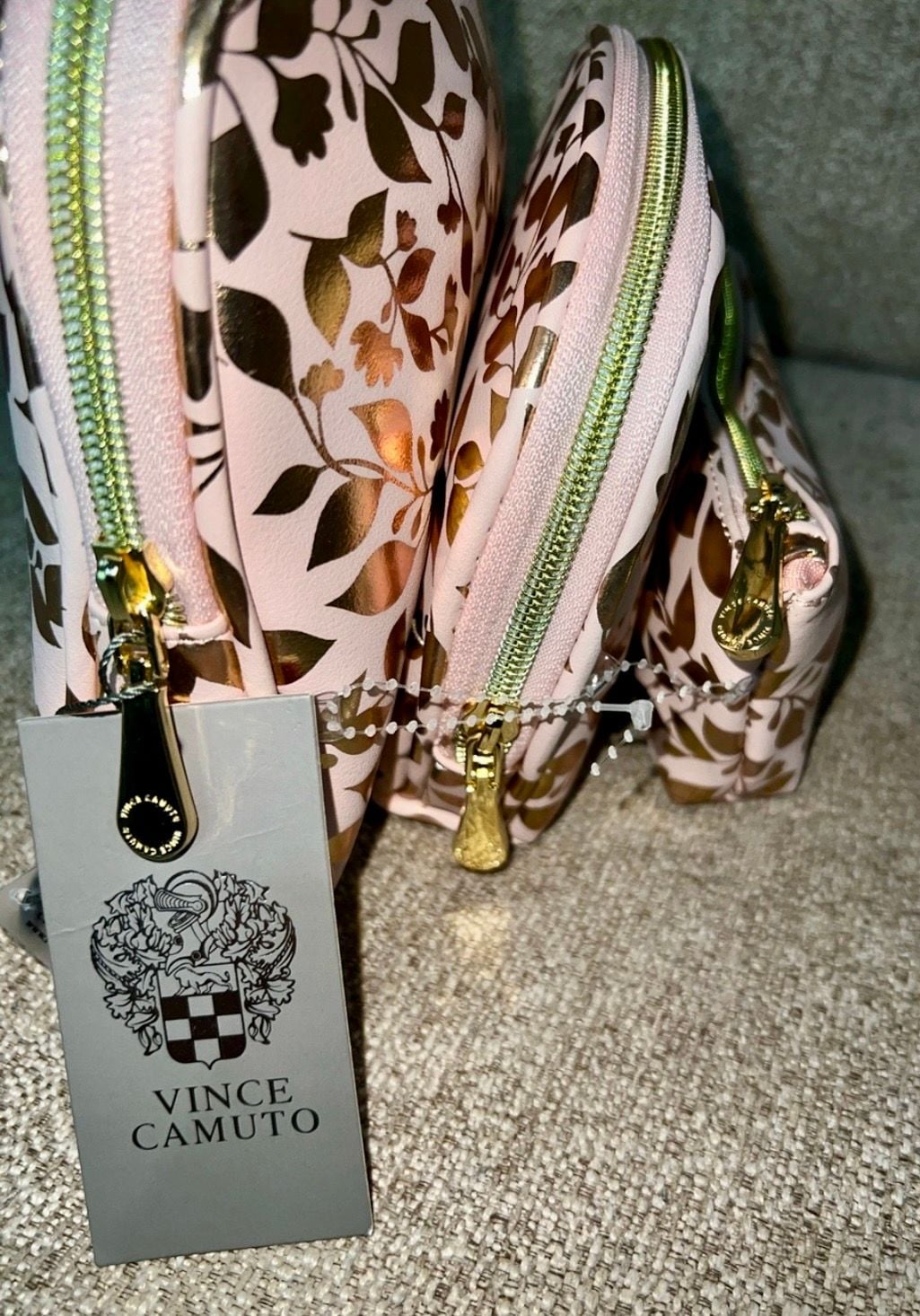 Vince Camuto Floral Print Cosmetic Bag Set 5