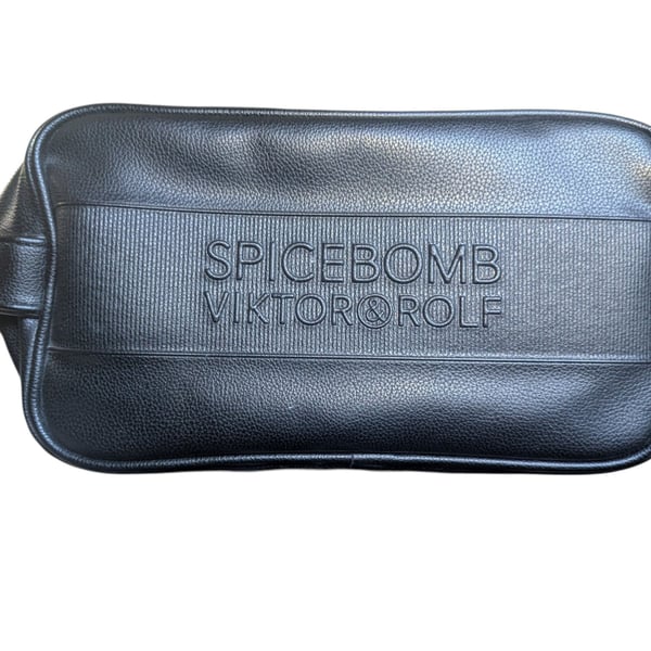 Viktor & Rolf Spicebomb Men's Black Faux Leather Toiletry Dopp Kit Bag