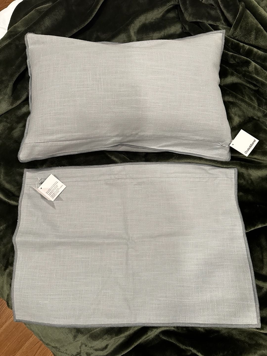 Crate & Barrel Grey Linen-Blend Standard Pillow Sham (15”x22”) 1