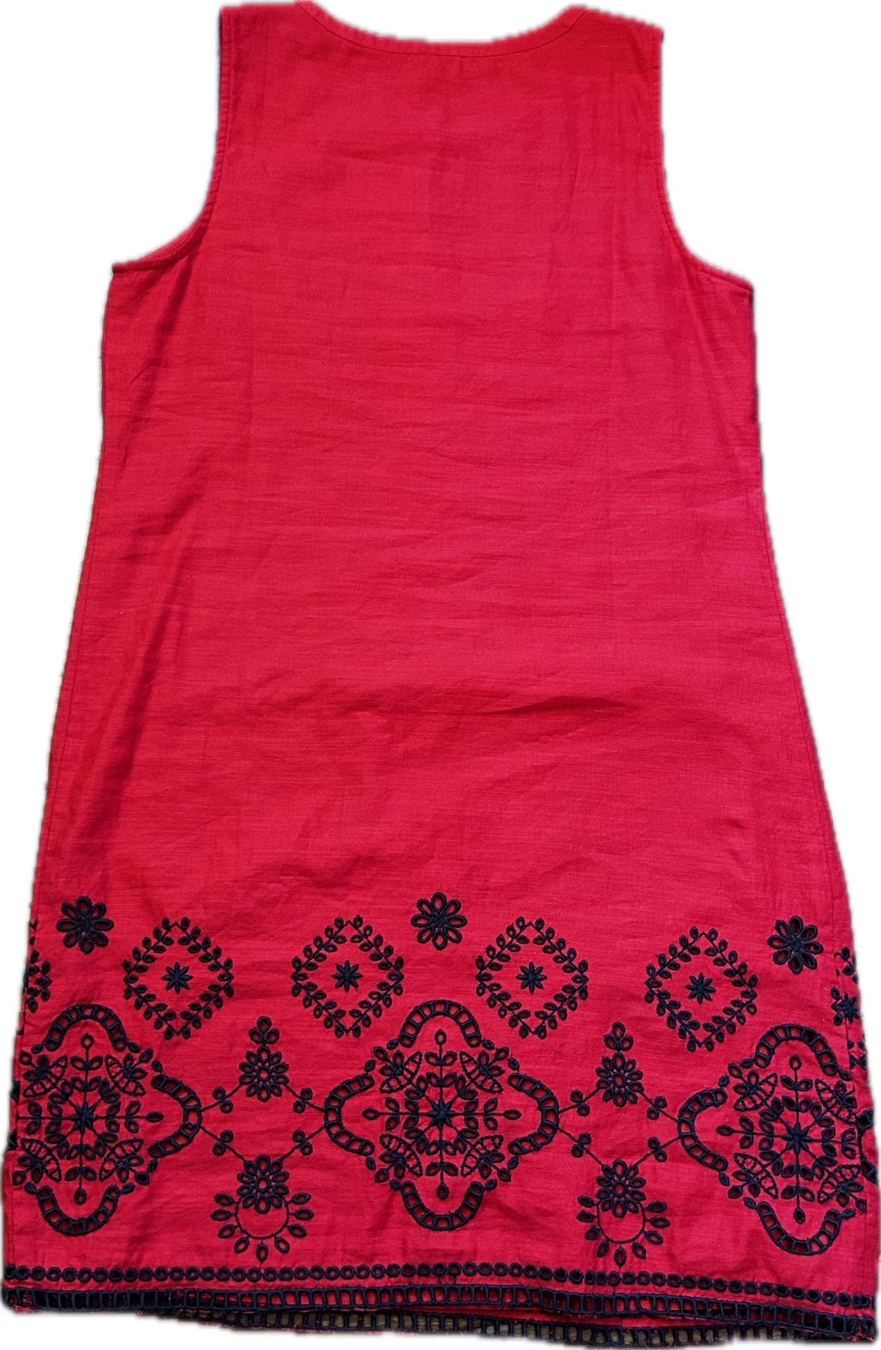 Talbots Pintuck Popover Linen blend Embroidered Dress 90s butter mom boho eyelet 10
