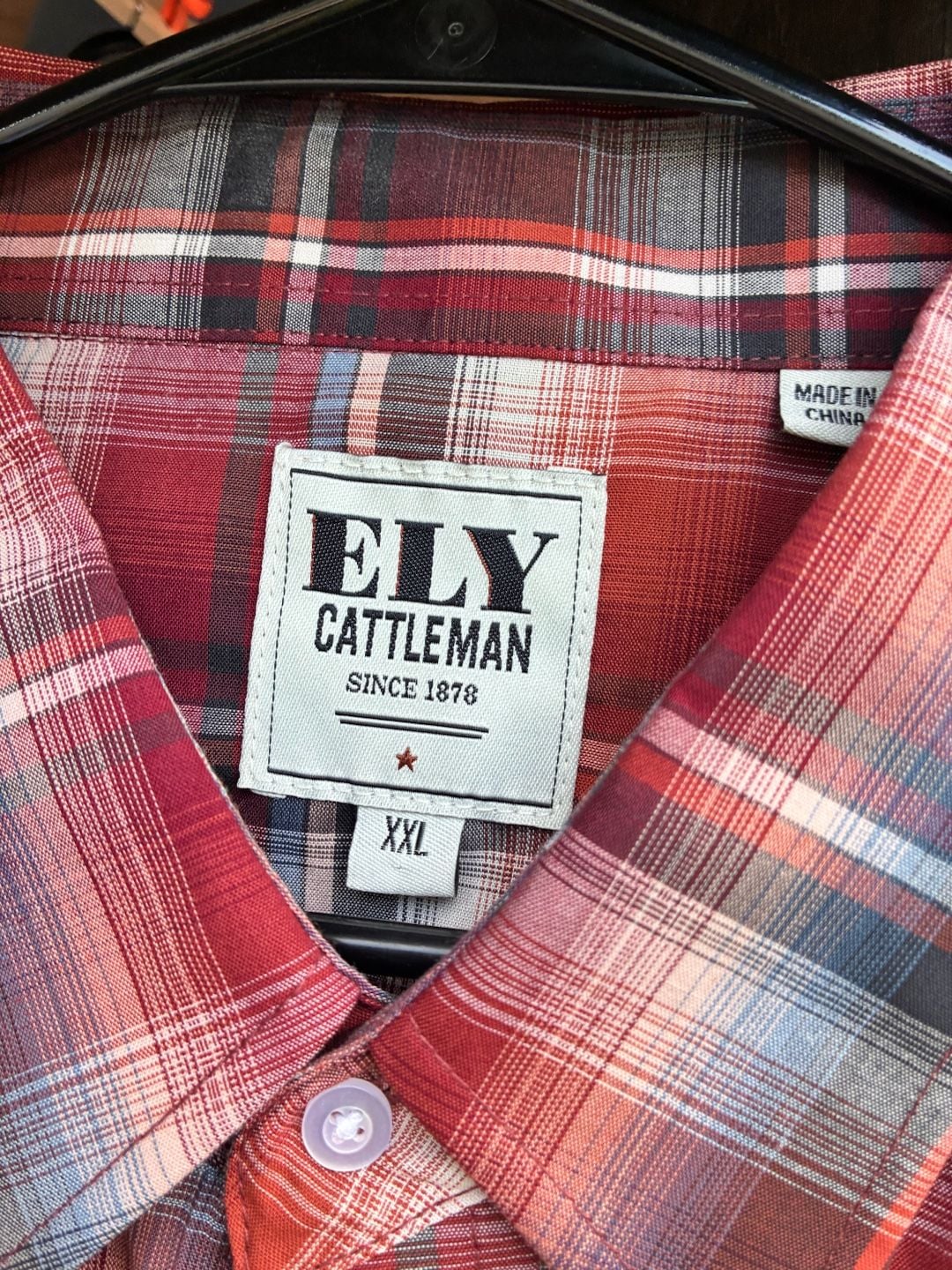 Ely Cattleman Men's Short Sleeve Western Plaid Pearl Snap Shirt XXL 4