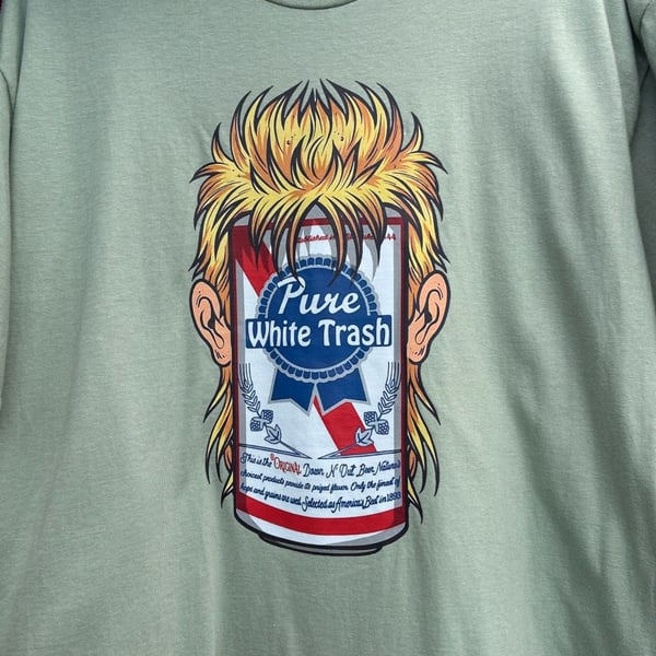 Gildan Light Cotton 'Pure White Trash' Beer Mullet Graphic T-Shirt