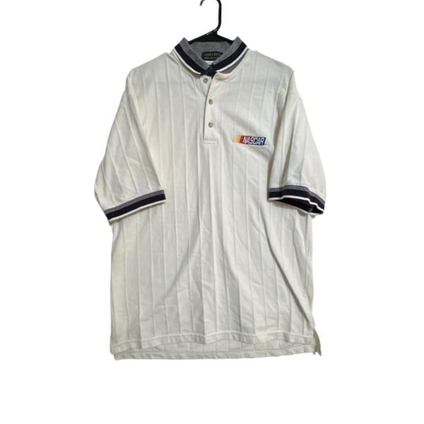 Vintage Ash City Pro-Collection Nascar White Ribbed Polo Shirt