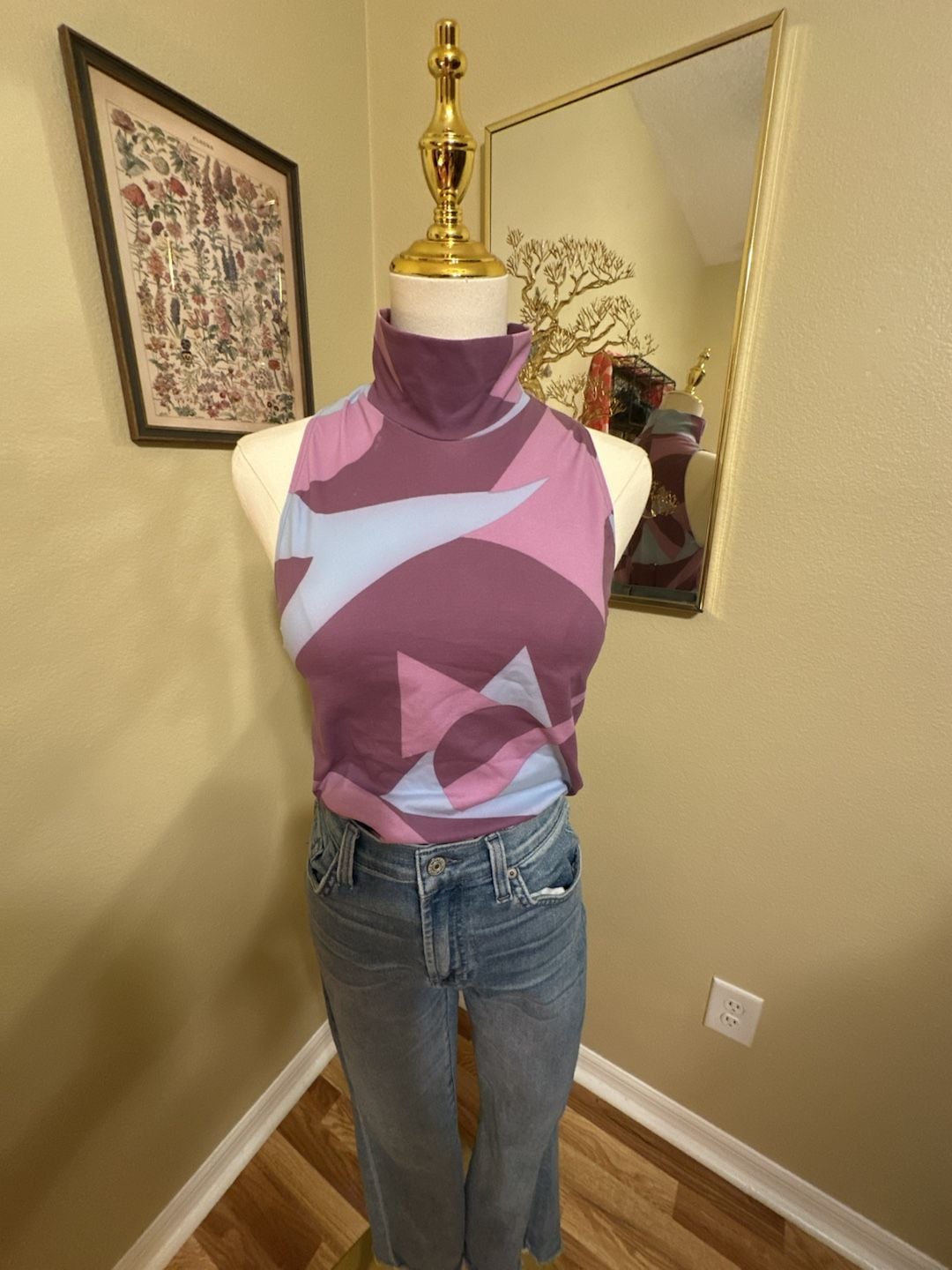 Victoria's Secret Mock Neck Geometric Print Tank Top L 4