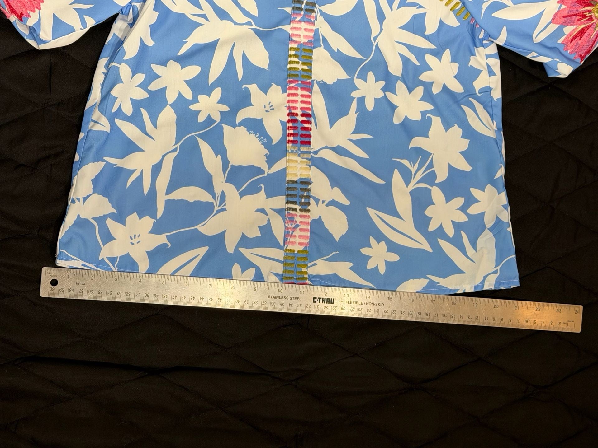 THML Blue Puff Sleeve Embroidered Floral Print Top 7