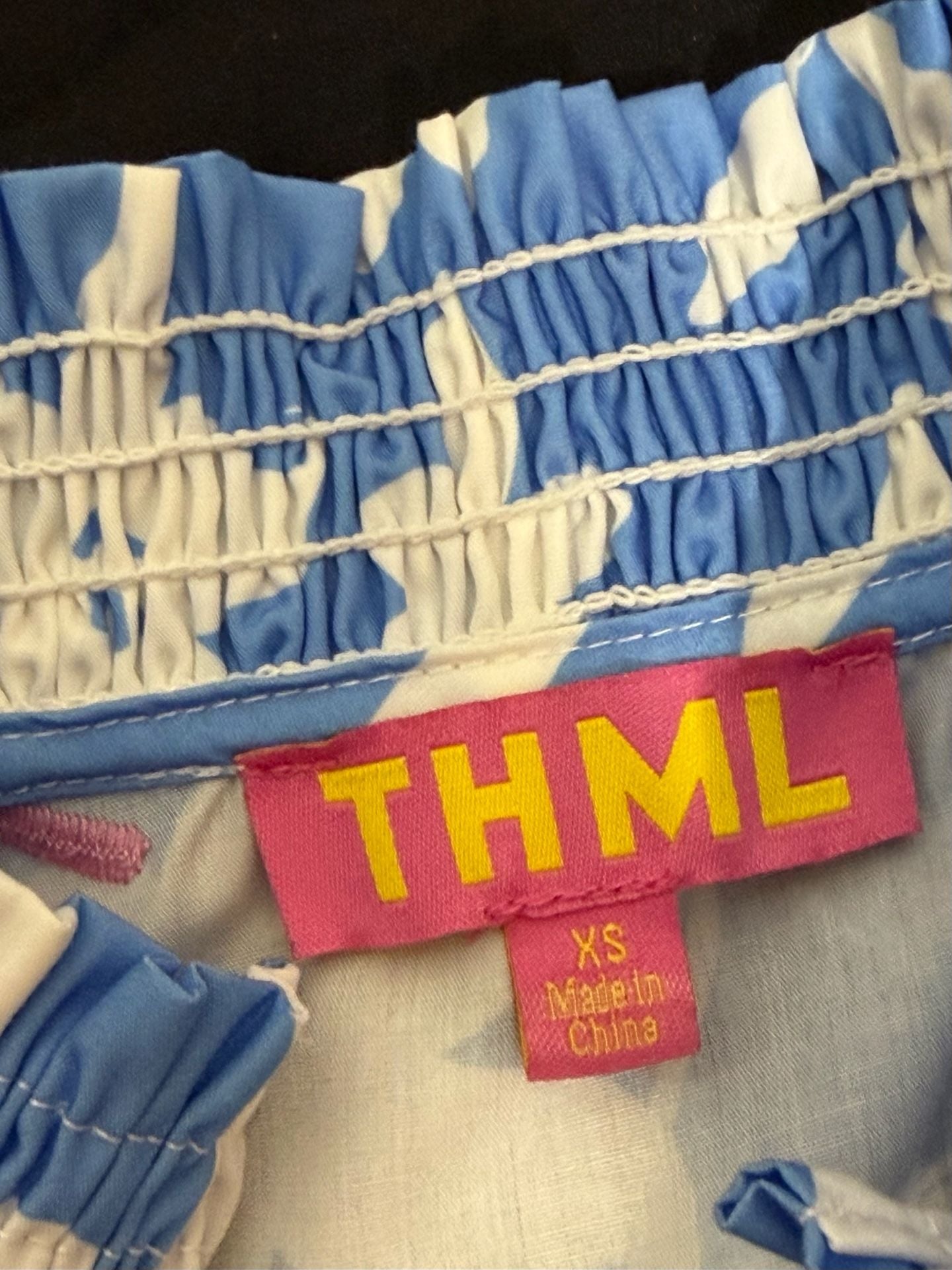 THML Blue Puff Sleeve Embroidered Floral Print Top 8