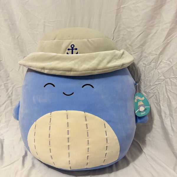 Squishmallows 20-inch Samir the Blue Whale with Sailor Bucket Hat Plush
