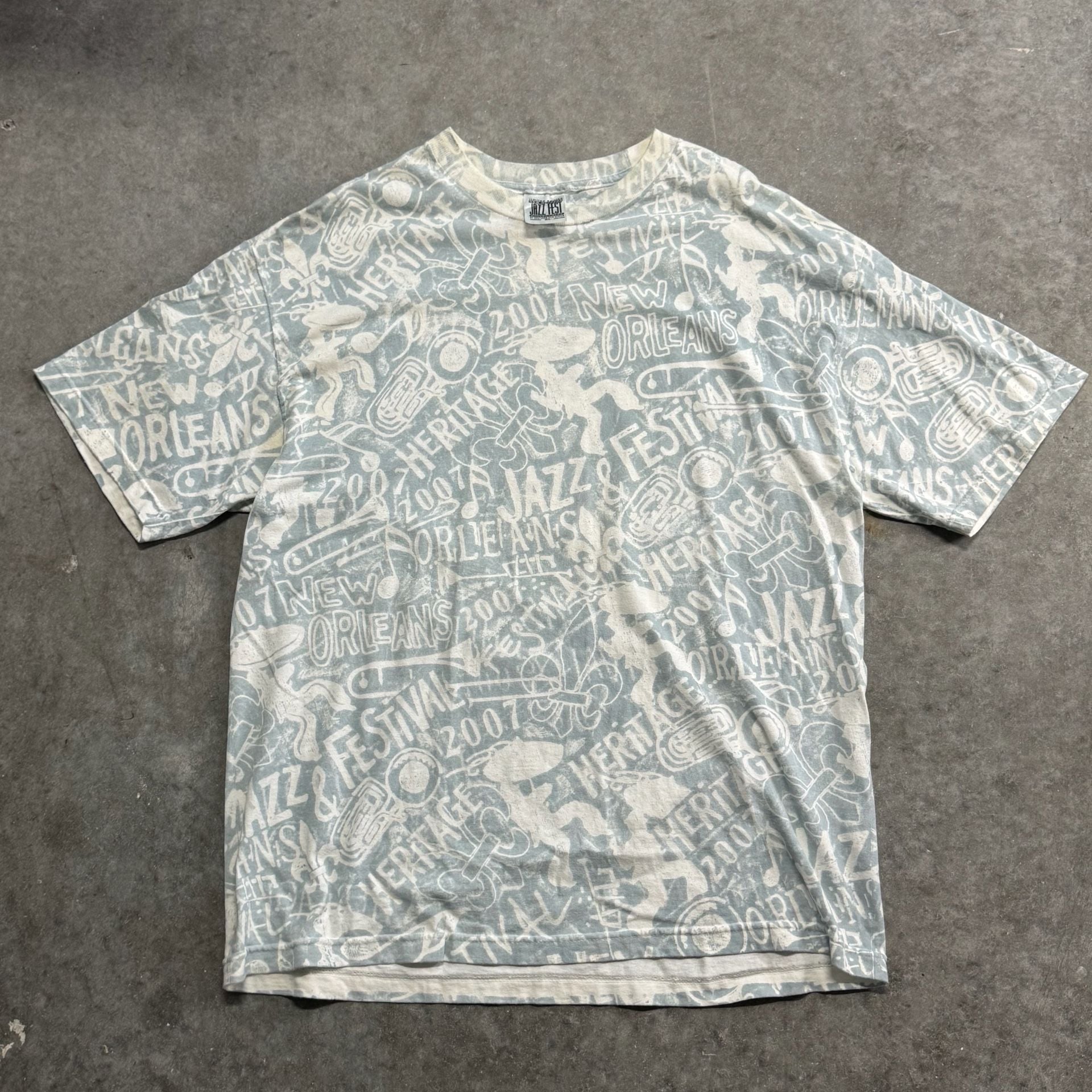 Vintage 2007 New Orleans Jazz & Heritage Festival All Over Print T-Shirt XL 3