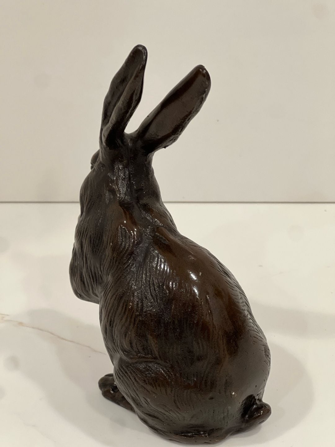 Vintage Japanese Hand-Cast Bronze Rabbit Figurines, Pair 7