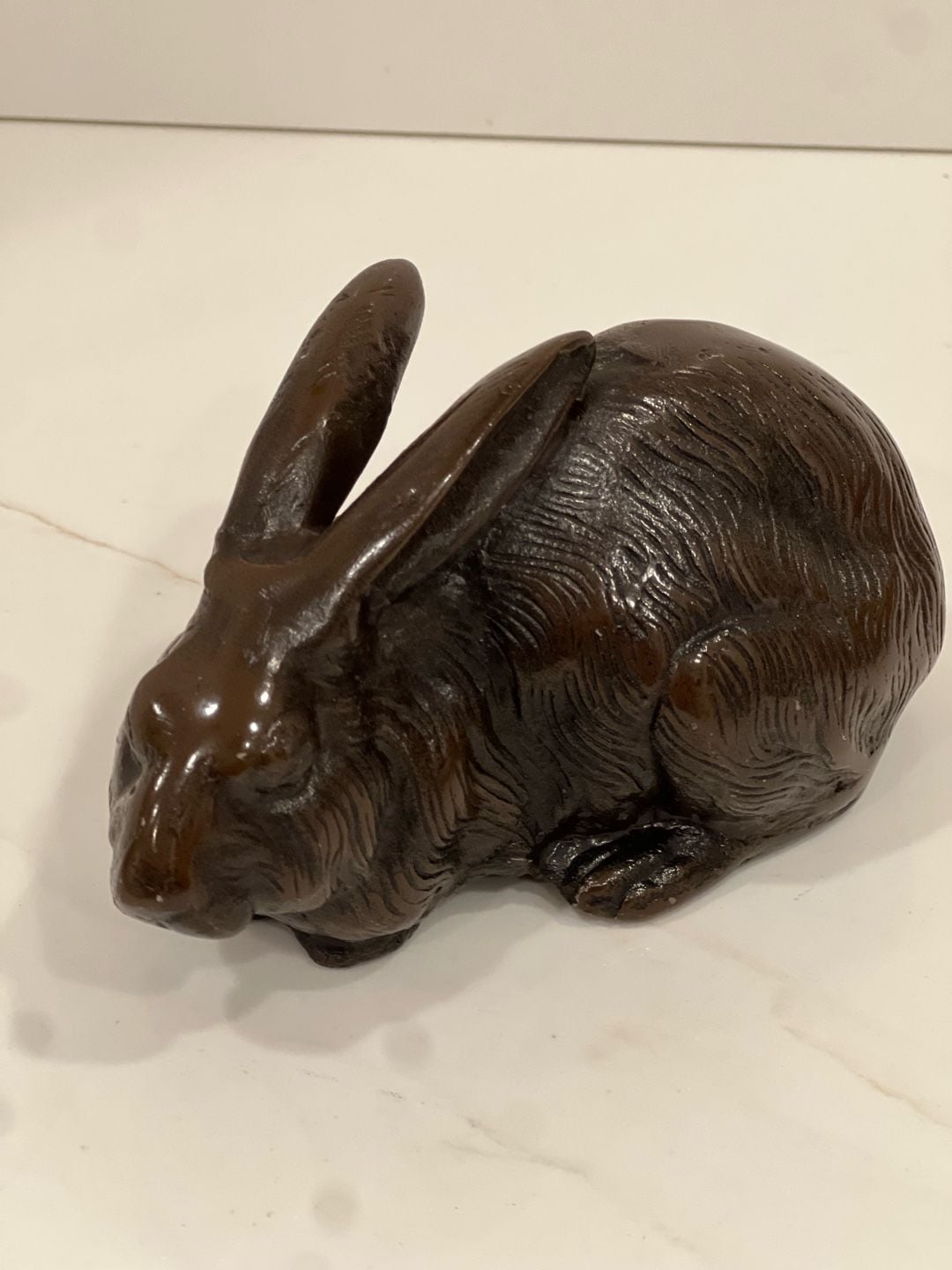 Vintage Japanese Hand-Cast Bronze Rabbit Figurines, Pair 10