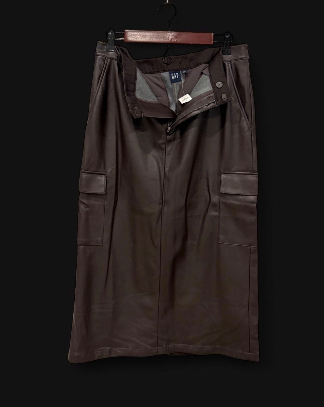Gap Vegan Leather Cargo Midi Skirt 6