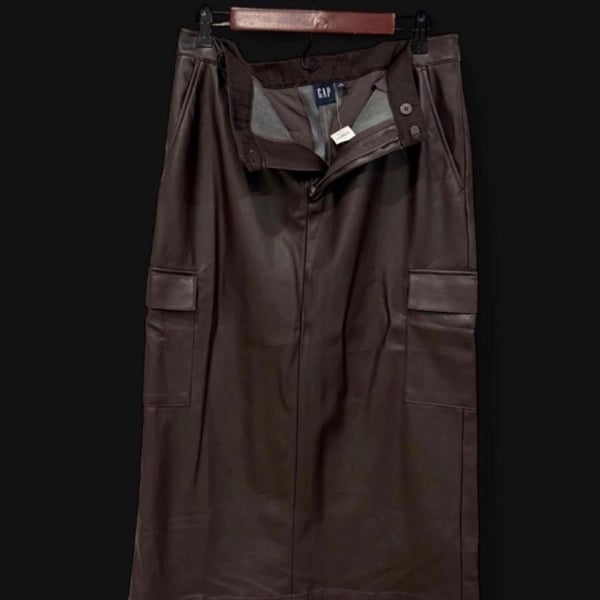 Gap Vegan Leather Cargo Midi Skirt
