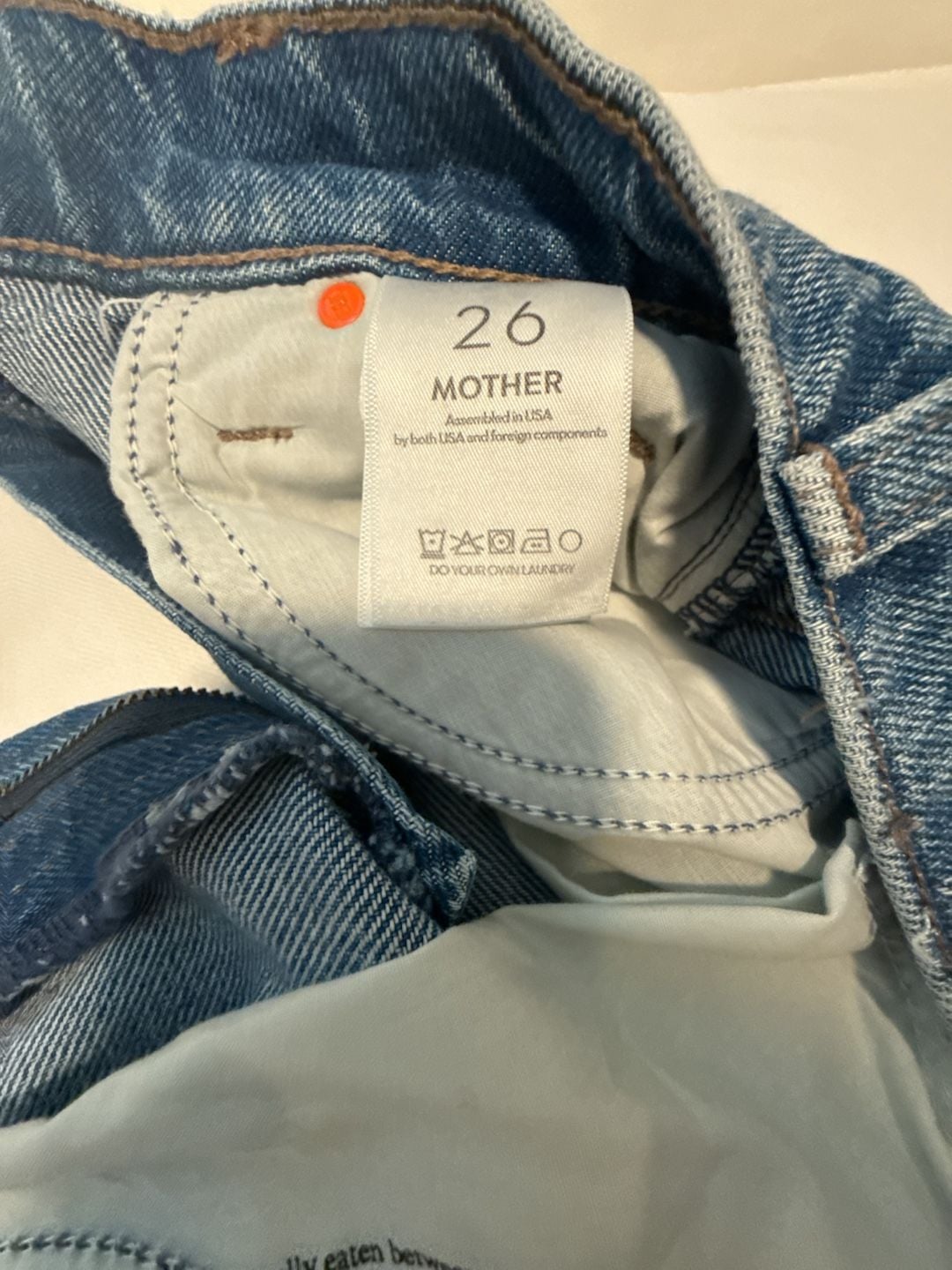 MOTHER The Snacks! Raw Hem Denim Mini Skirt size 26 7