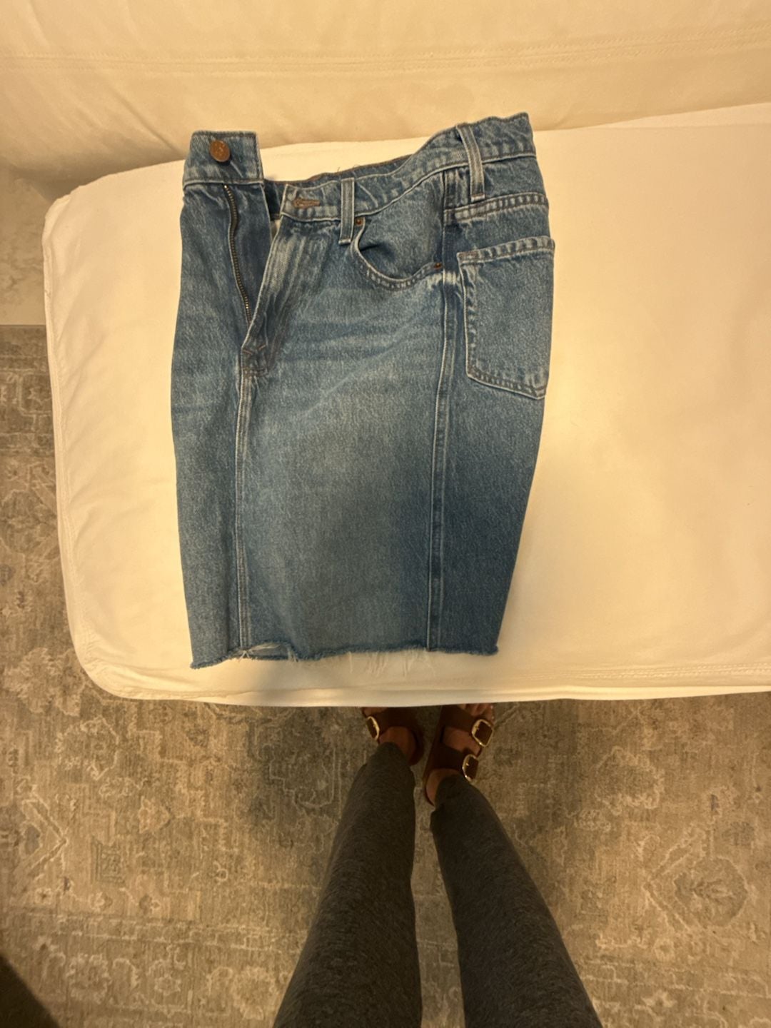 MOTHER The Snacks! Raw Hem Denim Mini Skirt size 26 11