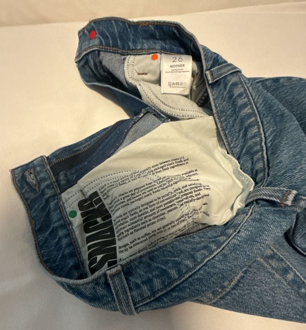 MOTHER The Snacks! Raw Hem Denim Mini Skirt size 26 8