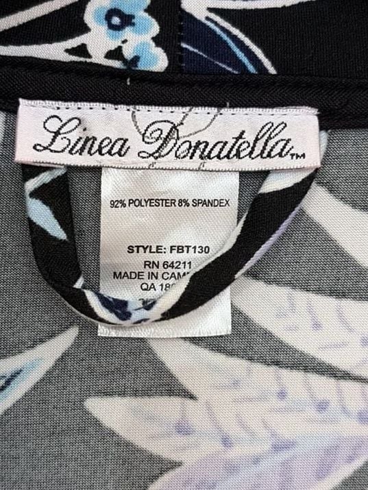Linea Donatella Floral Print Short Robe Style FBT130 Black Size L/XL 3