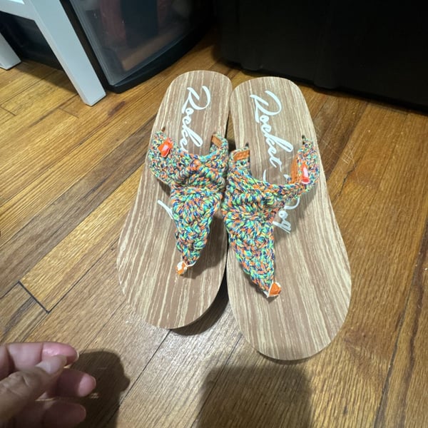 Rocket Dog Woven Multi-Color Platform Flip-Flop Sandals