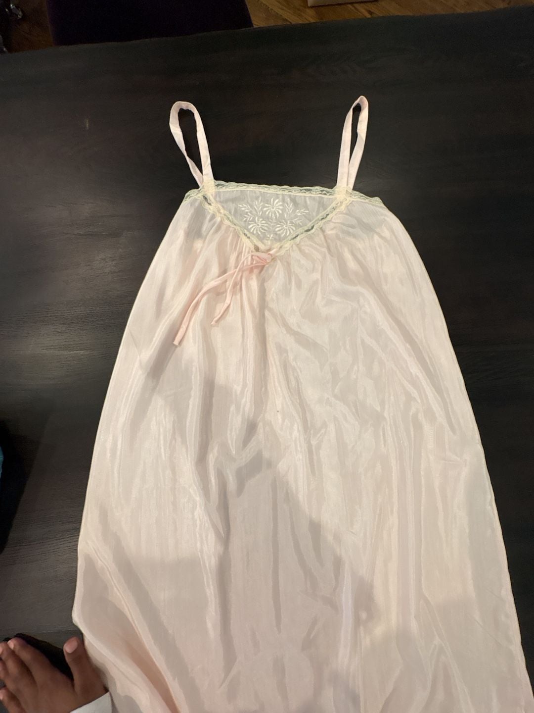 Vintage Miss Dior Sz S Blush Pink Nylon Full-Length robe and nightgown peignoir set 2 9