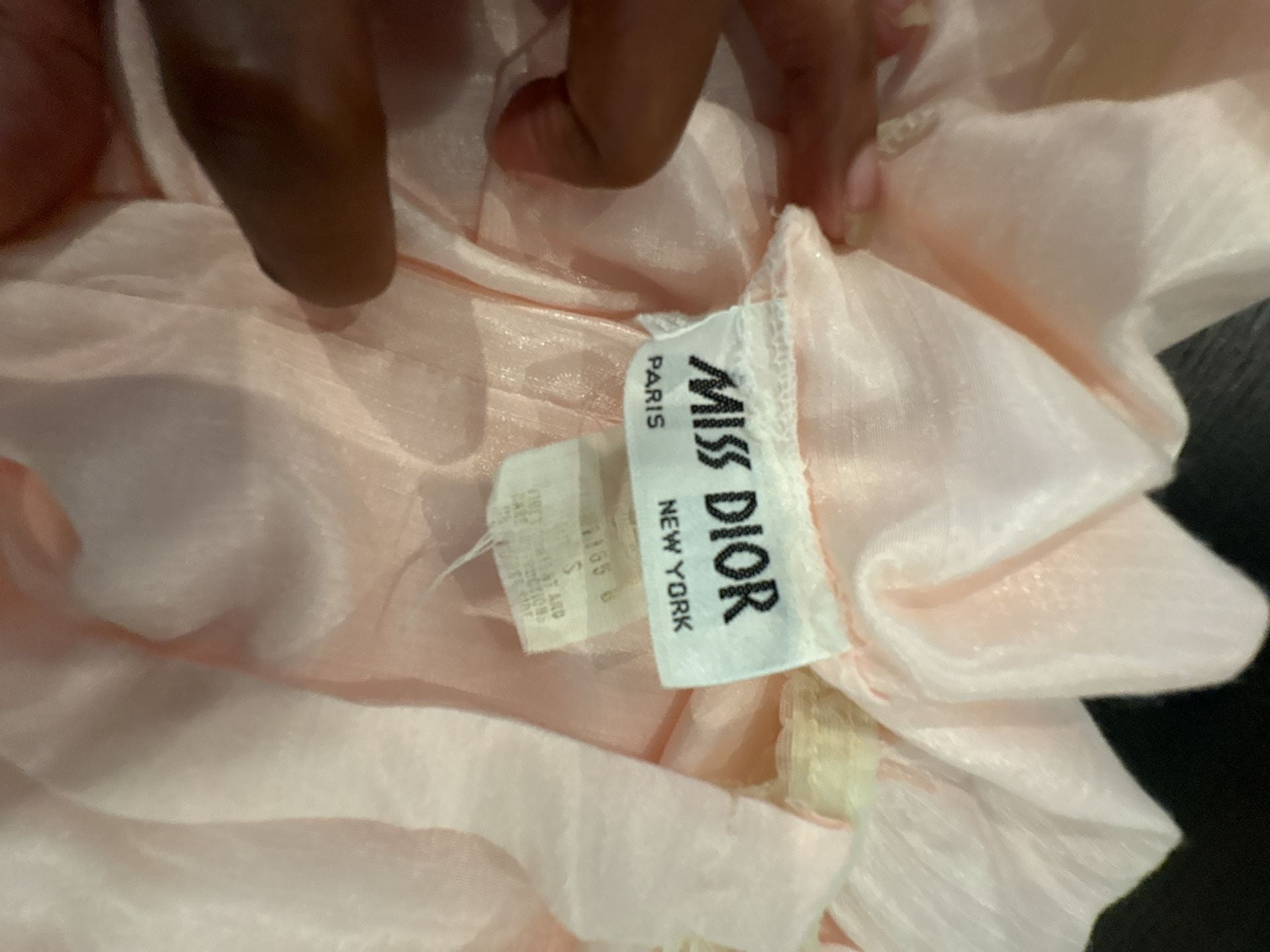 Vintage Miss Dior Sz S Blush Pink Nylon Full-Length robe and nightgown peignoir set 2 11