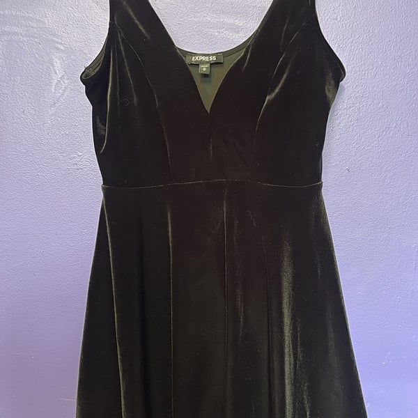 Express Women's Black Velvet Sleeveless Deep-V Romper Dress Size XS
