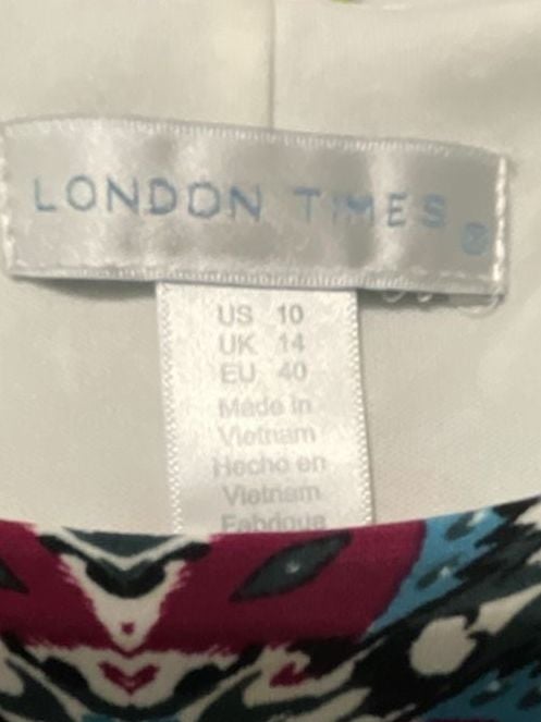 London Times Women's Abstract Tribal Print Short Sleeve Maxi Dress Size 10 5