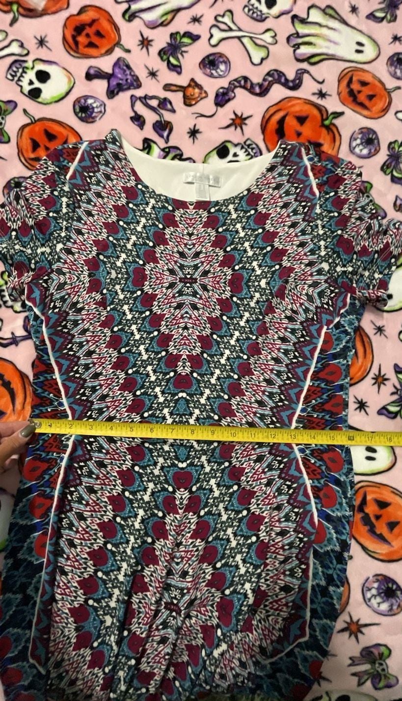 London Times Women's Abstract Tribal Print Short Sleeve Maxi Dress Size 10 7