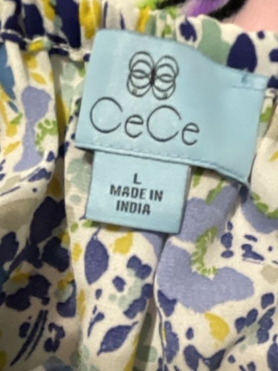CeCe Women's Off-Shoulder Floral Print Blouse with Ruffled Sleeves and Hem Tie 6
