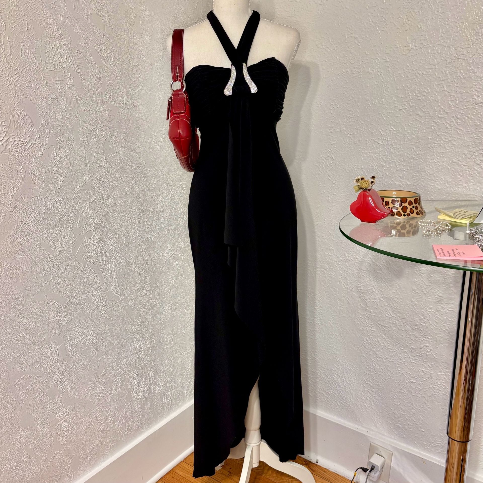 Scott McClintock Vintage Black Halter Gown with Rhinestone Detail 2