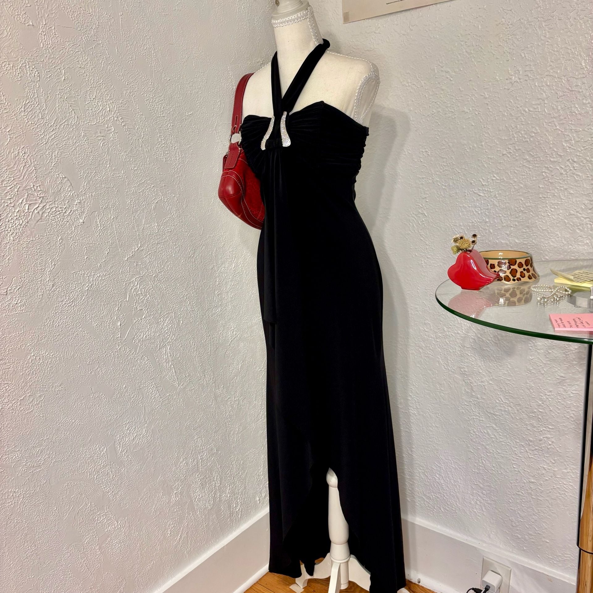 Scott McClintock Vintage Black Halter Gown with Rhinestone Detail 3