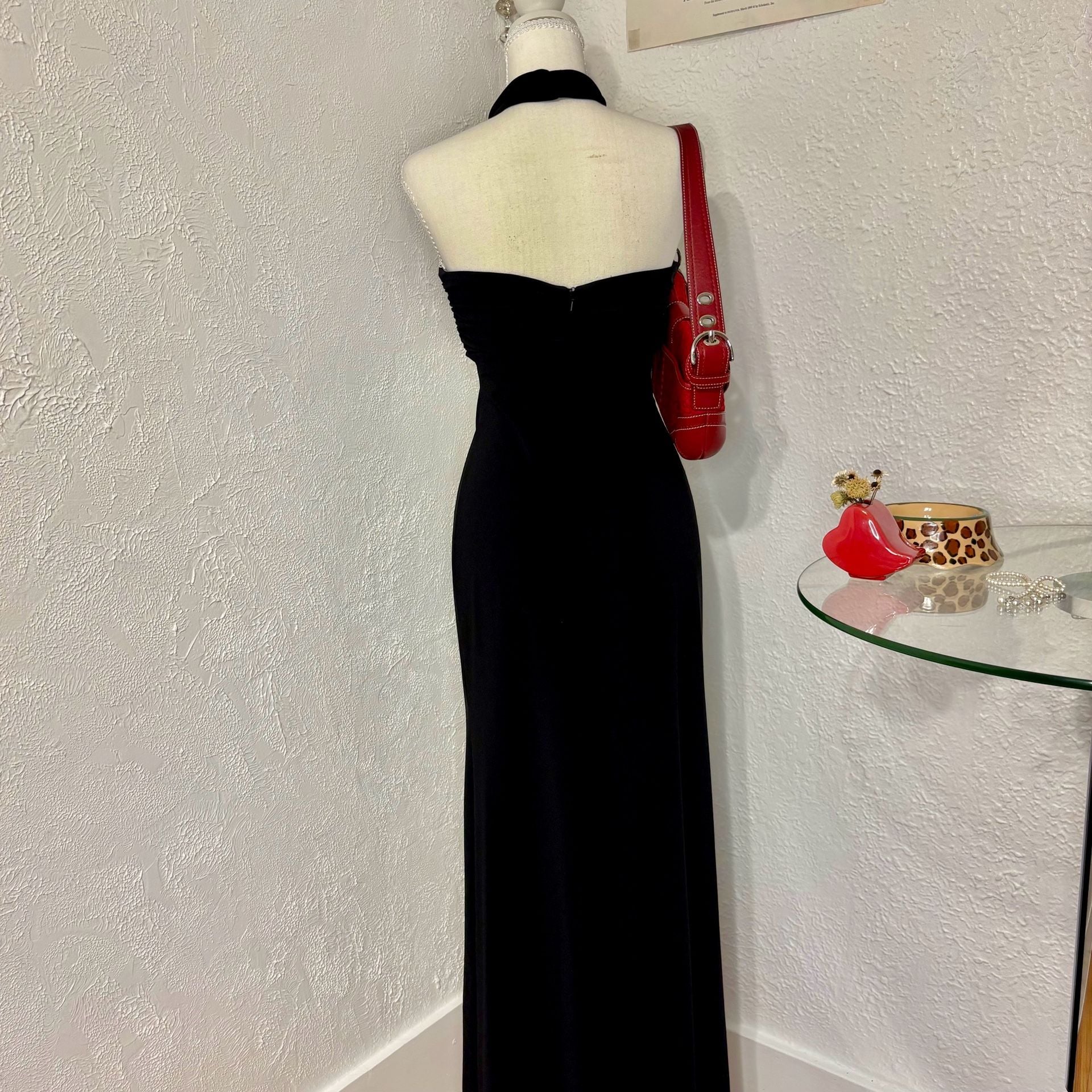 Scott McClintock Vintage Black Halter Gown with Rhinestone Detail 4