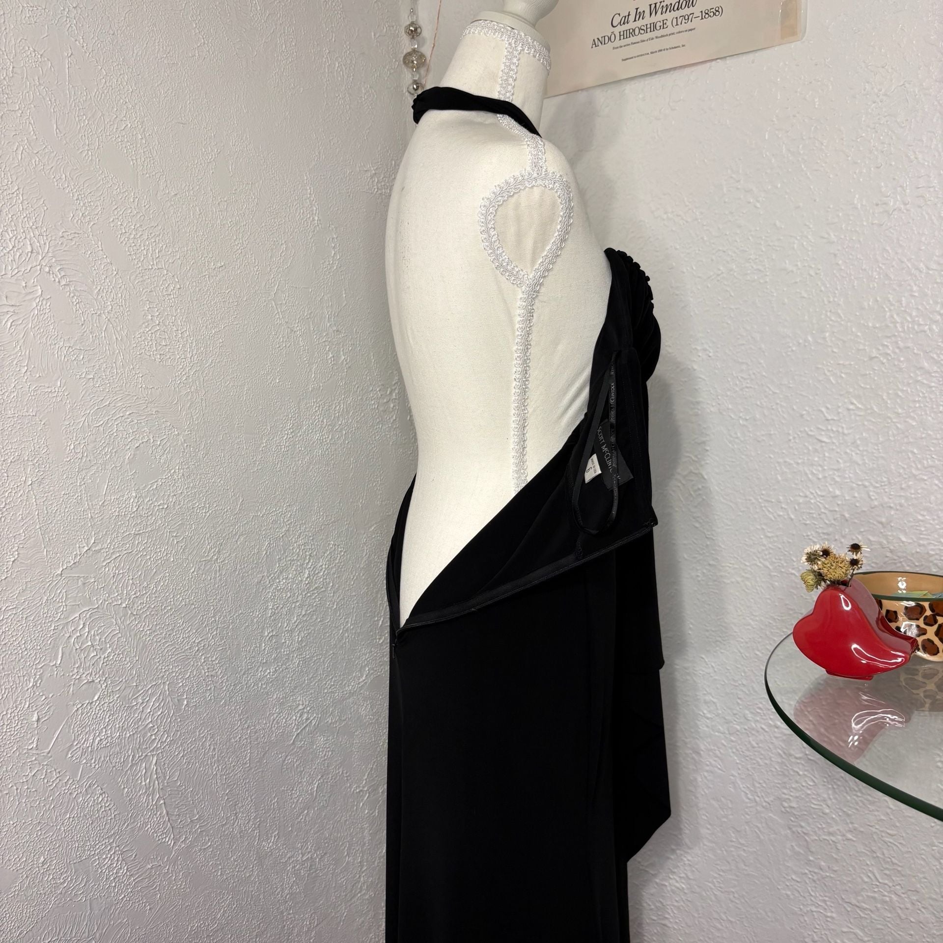 Scott McClintock Vintage Black Halter Gown with Rhinestone Detail 8