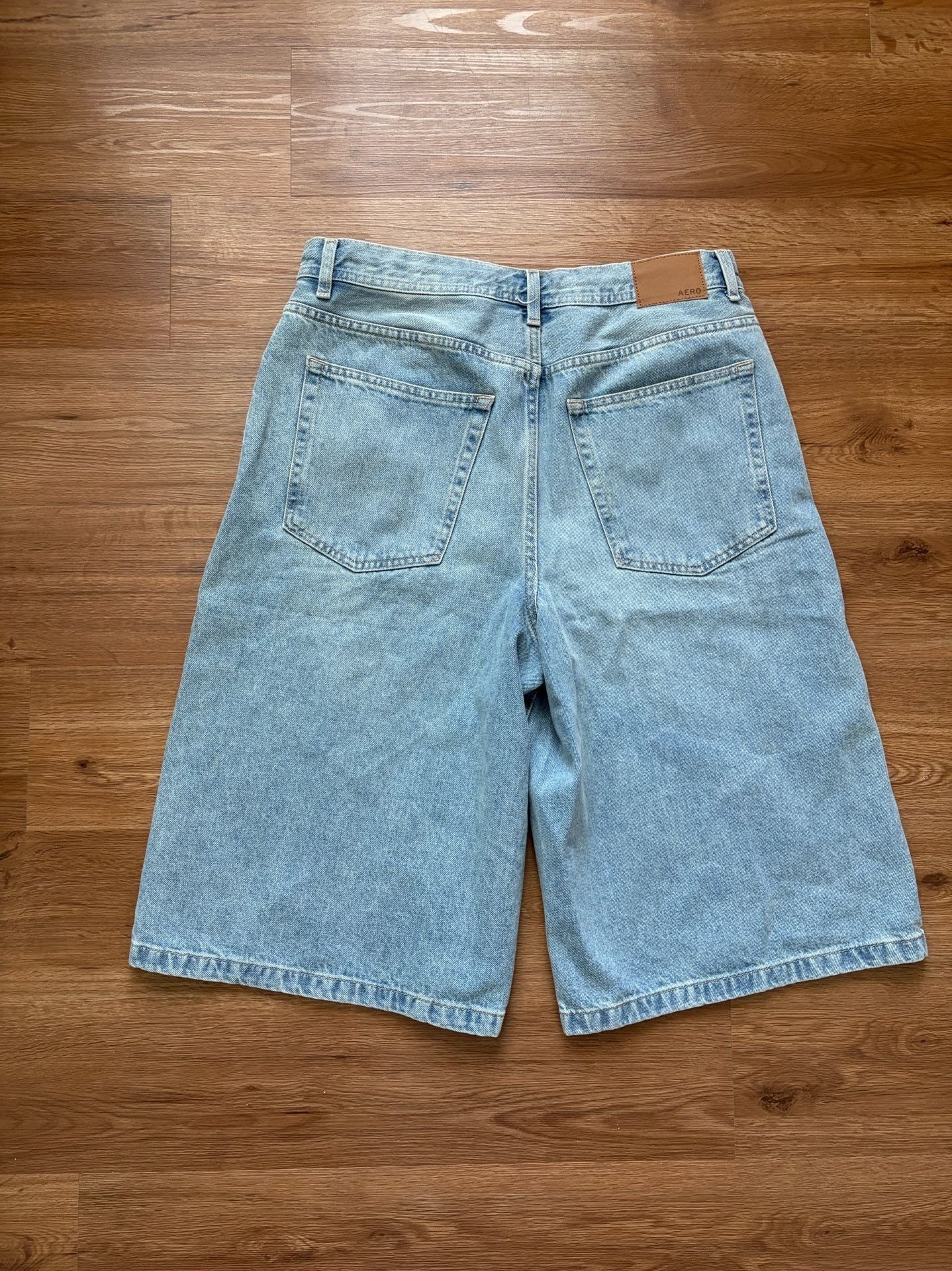 Aeropostale The Skater Light Wash Drawstring Denim Shorts 7