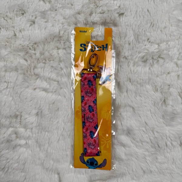 Disney Stitch and Angel Wristlet Lanyard with Metal Charm