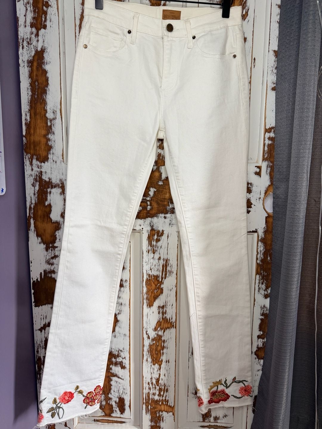 Driftwood Women’s Colette Jeans Size 26 White Floral Embroidery Boho Western 2