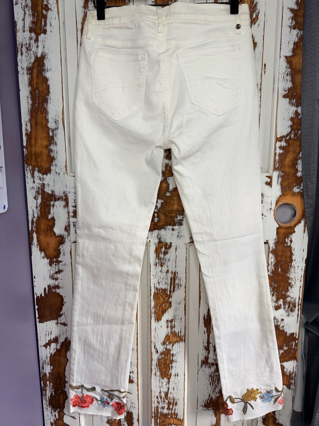 Driftwood Women’s Colette Jeans Size 26 White Floral Embroidery Boho Western 3