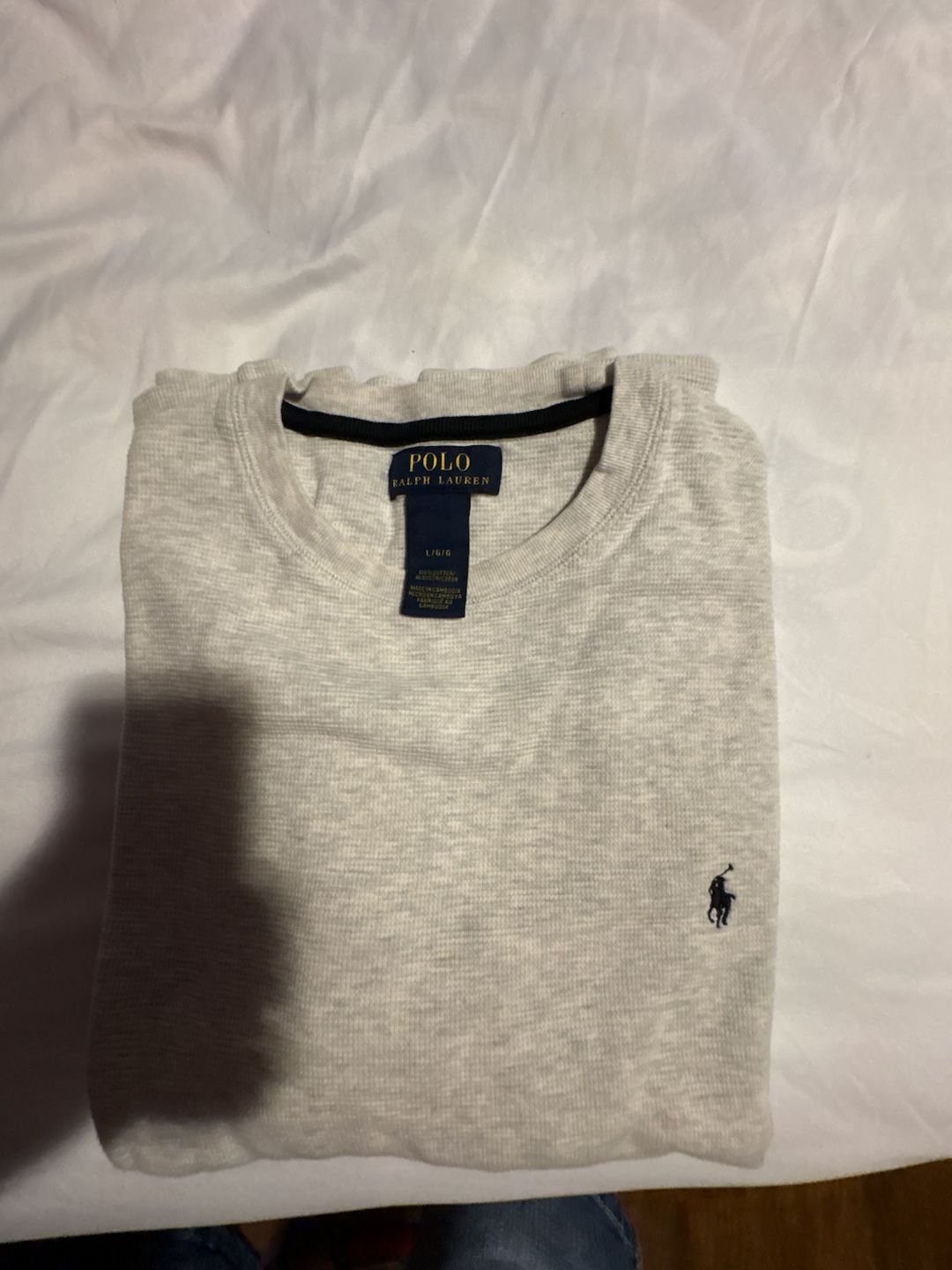 Polo Ralph Lauren Men's 2-Piece Waffle Knit Thermal Long Sleeve Crewneck Sleepwear Pajama Set 1
