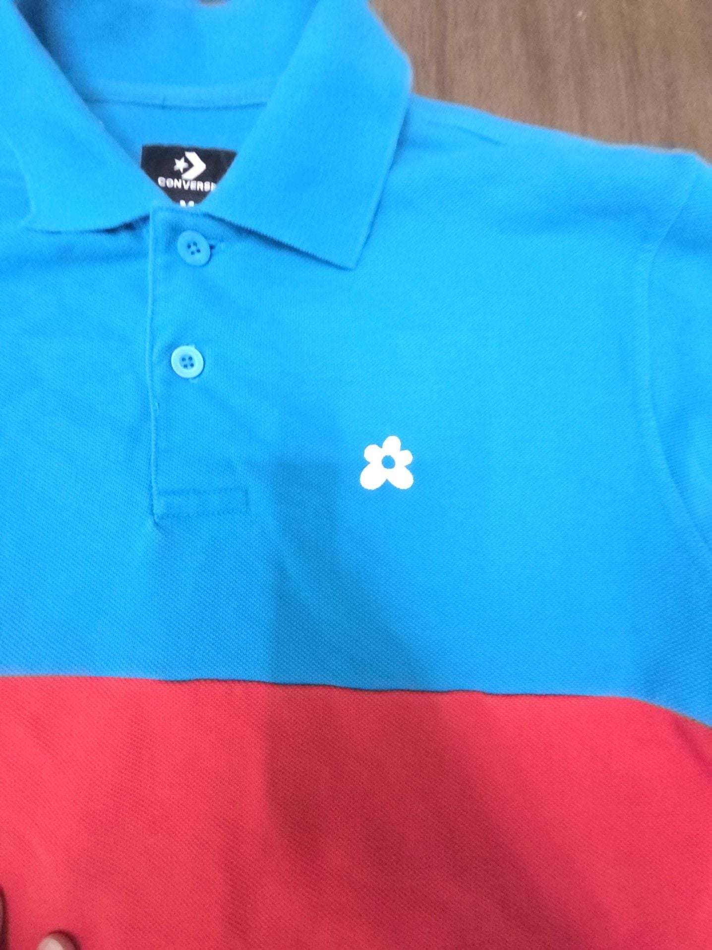 Converse x Golf Le Fleur Colorblock Long Sleeve Polo Shirt Blue/Red 3