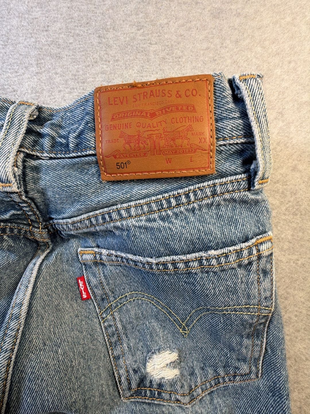 Levi's Premium 501 Original Fit Distressed Button Fly Jeans 13