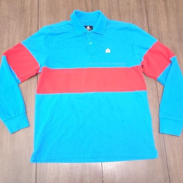Converse x Golf Le Fleur Colorblock Long Sleeve Polo Shirt Blue/Red