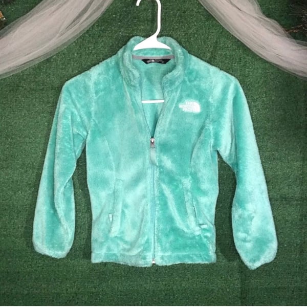 The North Face Girls Osolita Full Zip High-Pile Fleece Jacket Mint Green