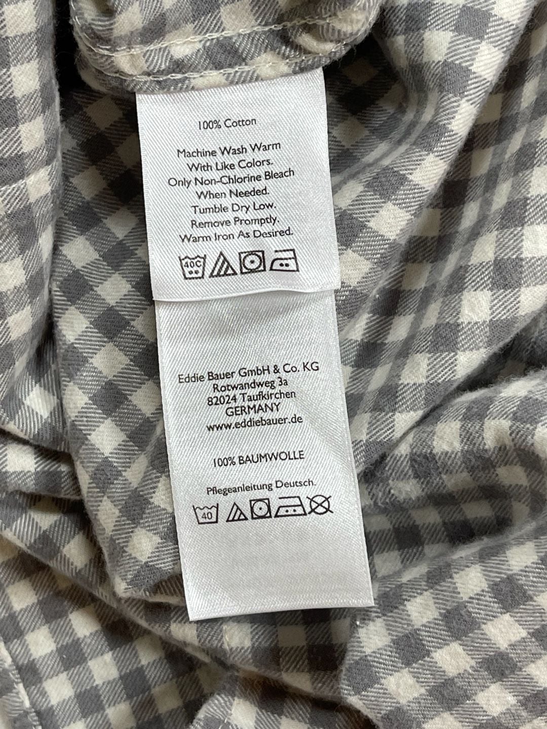 Eddie Bauer Women's Small Gray and White Gingham Button-Up Flannel Shirt 7